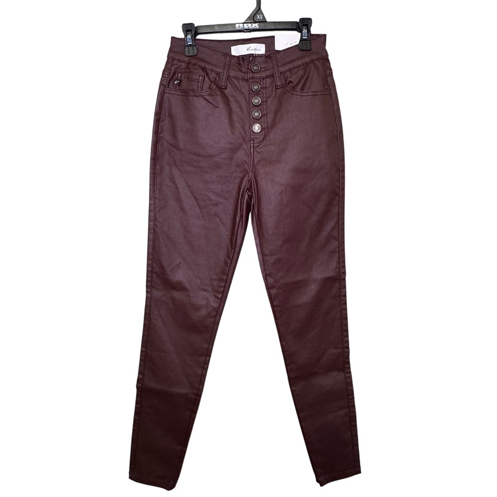 KanCan‎ Burgundy Coated High Rise Ankle Skinny Pants KC6341BU Size 5/26 NWT